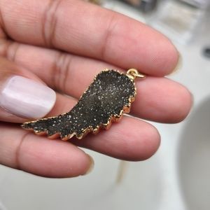Love poppy Druzy Angel wing necklace